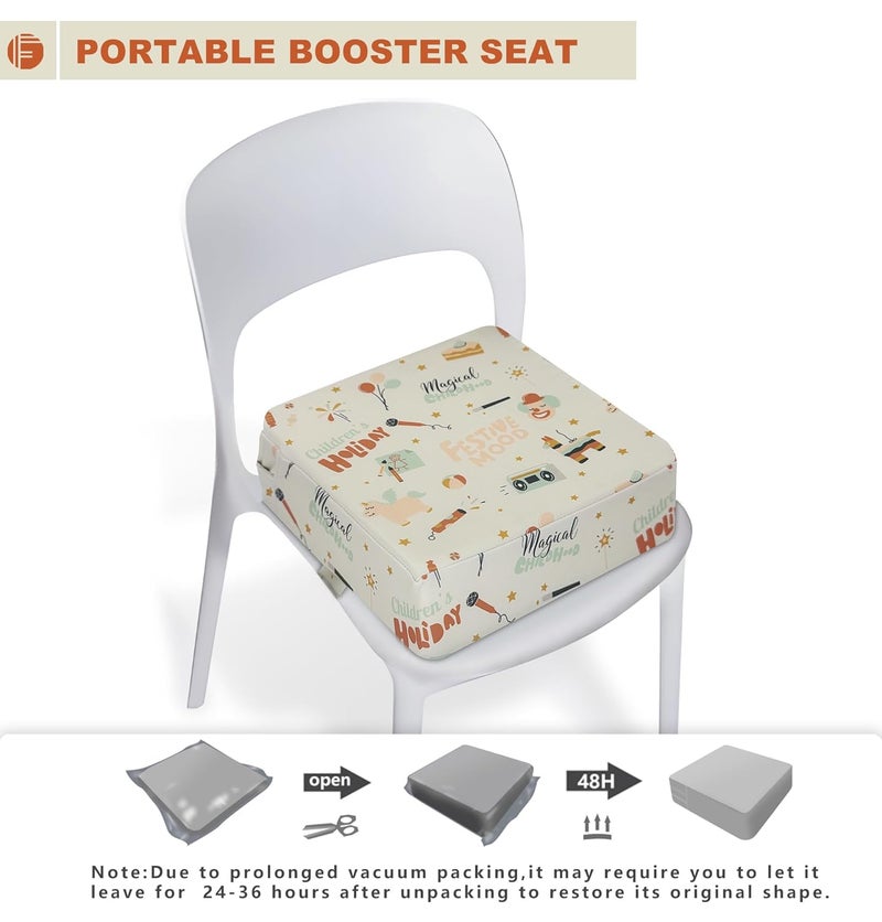 Funcority Toddler Booster Seat for Dining Table, Portable Booster Seat for Kitchen Chair, 4 Inch High-Density Foam Cushion with Adjustable Safety Straps and Non-Slip Bottom, Perfect for Kids Travel and Daily - Image 5